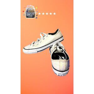 Converse All Star Womens Glitter Low-Top Sneakers Size 7 White Iridescent Canvas